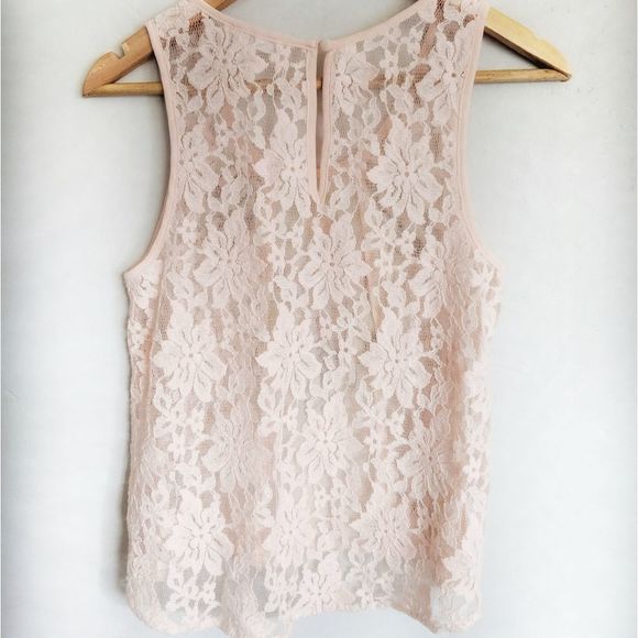 LUSH Pink Blush color Boho lace tank top XS - Picture 8 of 8